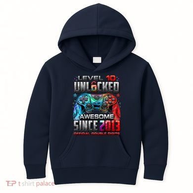 Level 10 Unlocked Awesome Since 2013 10th Birthday Gaming Kids Hoodie