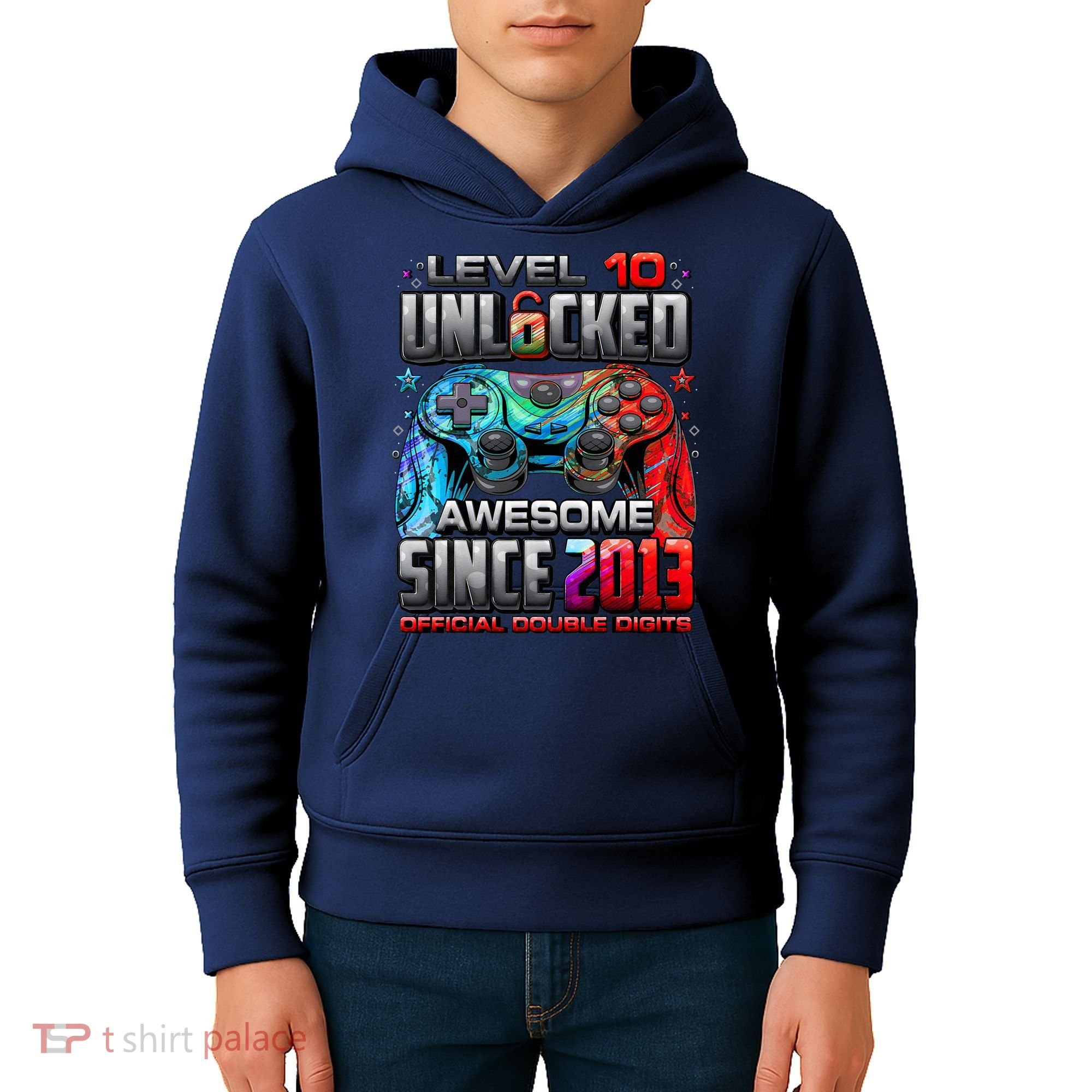 Level 10 Unlocked Awesome Since 2013 10th Birthday Gaming Kids Hoodie