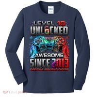Level 10 Unlocked Awesome Since 2013 10th Birthday Gaming Kids Long Sleeve Shirt thumb 0