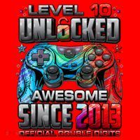 Level 10 Unlocked Awesome Since 2013 10th Birthday Gaming Santa Hat thumb 1