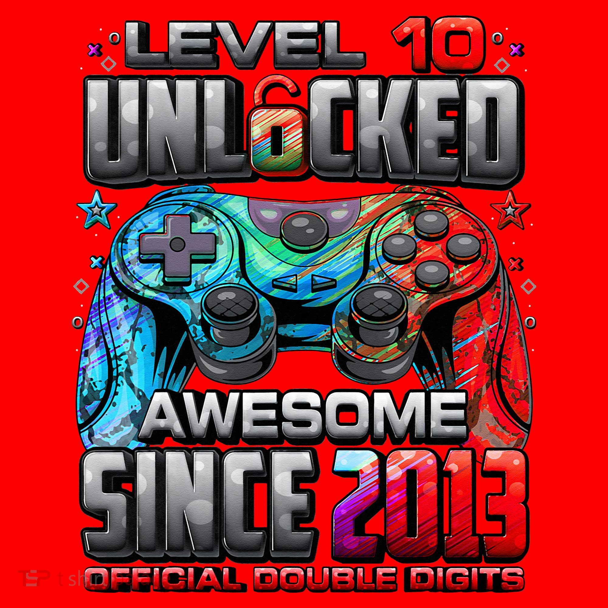 Level 10 Unlocked Awesome Since 2013 10th Birthday Gaming Santa Hat