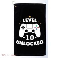 Level 10 Unlocked Video Games 10th Birthday Party Gift Idea Gift Golf Towel thumb 0