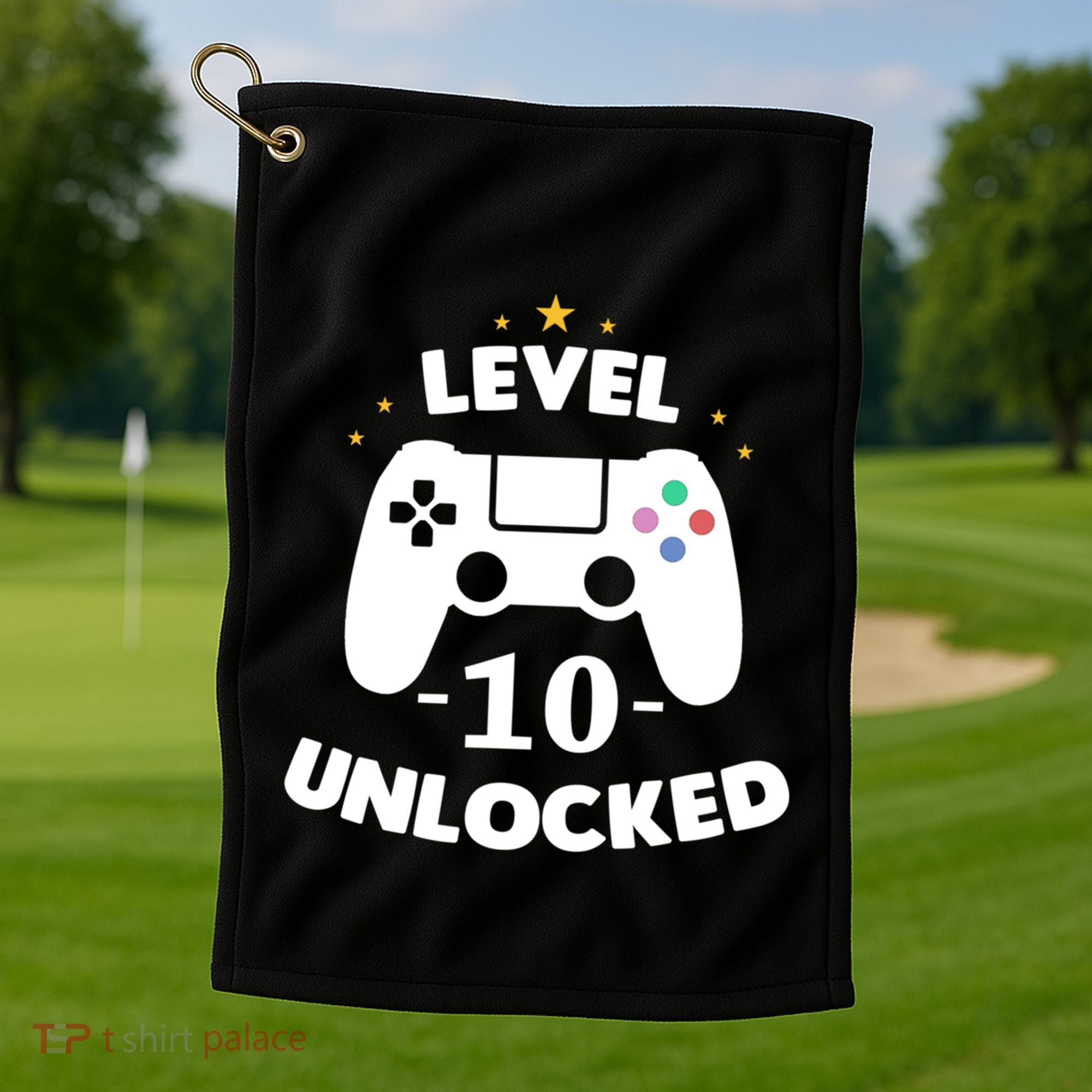 Level 10 Unlocked Video Games 10th Birthday Party Gift Idea Gift Golf Towel
