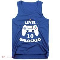 Level 10 Unlocked Video Games 10th Birthday Party Gift Idea Gift Tank Top thumb 0