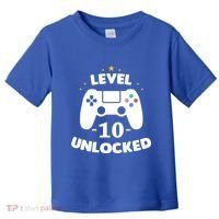 Level 10 Unlocked Video Games 10th Birthday Party Gift Idea Gift Toddler T-Shirt thumb 0