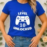 Level 10 Unlocked Video Games 10th Birthday Party Gift Idea Gift Women's T-Shirt thumb 2