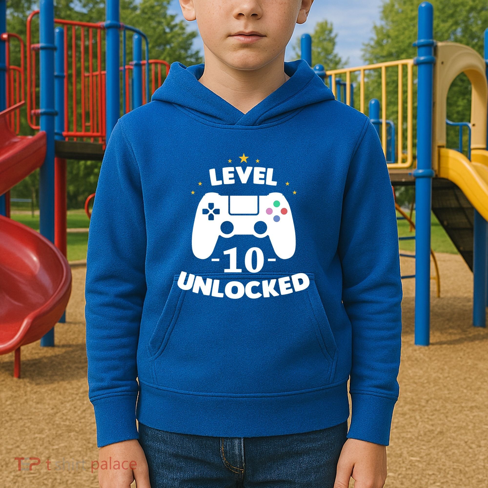 Level 10 Unlocked Video Games 10th Birthday Party Gift Idea Gift Kids Hoodie
