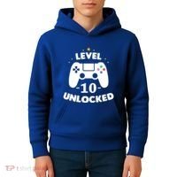 Level 10 Unlocked Video Games 10th Birthday Party Gift Idea Gift Kids Hoodie thumb 4