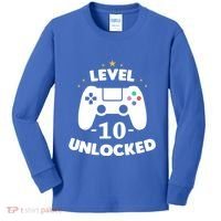 Level 10 Unlocked Video Games 10th Birthday Party Gift Idea Gift Kids Long Sleeve Shirt thumb 0