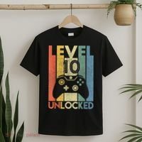 Level 10 Unlocked Shirt Funny Video Gamer 10th Birthday Gift T-Shirt thumb 2