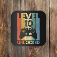 Level 10 Unlocked Shirt Funny Video Gamer 10th Birthday Gift Coaster thumb 0
