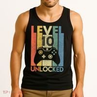 Level 10 Unlocked Shirt Funny Video Gamer 10th Birthday Gift Tank Top thumb 3