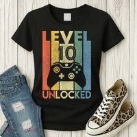 Level 10 Unlocked Shirt Funny Video Gamer 10th Birthday Gift Women's T-Shirt thumb 3