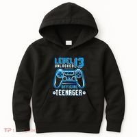 Level 13 Unlocked Teenager Video Game 13th Birthday Kids Hoodie thumb 0