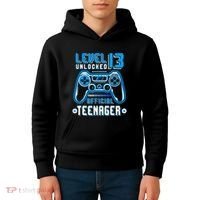 Level 13 Unlocked Teenager Video Game 13th Birthday Kids Hoodie thumb 4