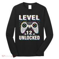 Level 12 Unlocked Boys 12th Birthday 12 Year Old Gamer Long Sleeve Shirt thumb 0