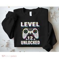 Level 12 Unlocked Boys 12th Birthday 12 Year Old Gamer Sweatshirt thumb 2