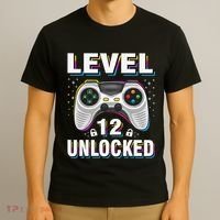 Level 12 Unlocked Boys 12th Birthday 12 Year Old Gamer T-Shirt thumb 3