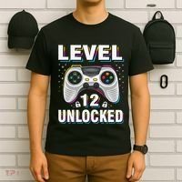 Level 12 Unlocked Boys 12th Birthday 12 Year Old Gamer T-Shirt thumb 6