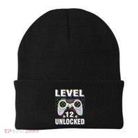 Level 12 Unlocked Boys 12th Birthday 12 Year Old Gamer Beanie thumb 0
