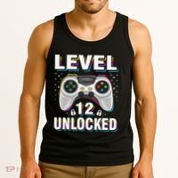 Level 12 Unlocked Boys 12th Birthday 12 Year Old Gamer Tank Top thumb 3