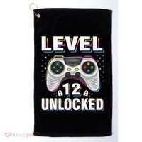 Level 12 Unlocked Boys 12th Birthday 12 Year Old Gamer Golf Towel thumb 0