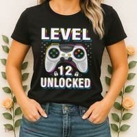 Level 12 Unlocked Boys 12th Birthday 12 Year Old Gamer Women's T-Shirt thumb 2