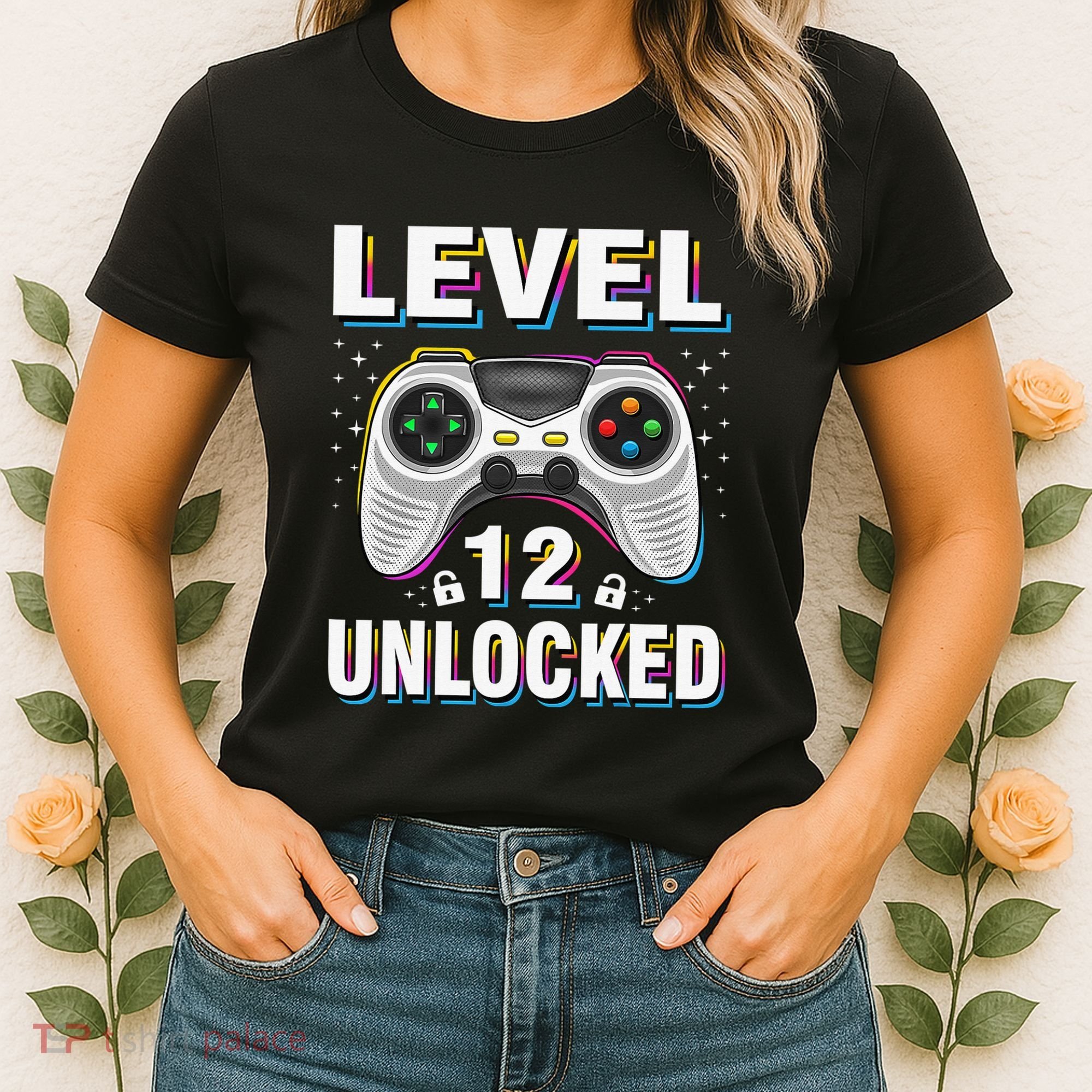 Level 12 Unlocked Boys 12th Birthday 12 Year Old Gamer Women's T-Shirt