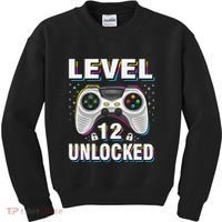 Level 12 Unlocked Boys 12th Birthday 12 Year Old Gamer Kids Sweatshirt thumb 0