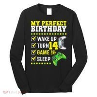Level 14 Unlocked Boys 14th Birthday 14 Year Old Gamer Long Sleeve Shirt thumb 0