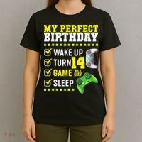 Level 14 Unlocked Boys 14th Birthday 14 Year Old Gamer T-Shirt thumb 4