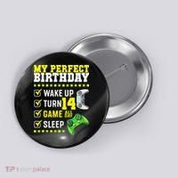 Level 14 Unlocked Boys 14th Birthday 14 Year Old Gamer Button thumb 0