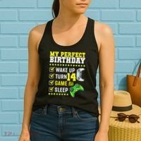Level 14 Unlocked Boys 14th Birthday 14 Year Old Gamer Women's Tank Top thumb 2