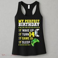 Level 14 Unlocked Boys 14th Birthday 14 Year Old Gamer Women's Tank Top thumb 3