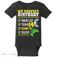 Level 14 Unlocked Boys 14th Birthday 14 Year Old Gamer Baby Bodysuit thumb 0
