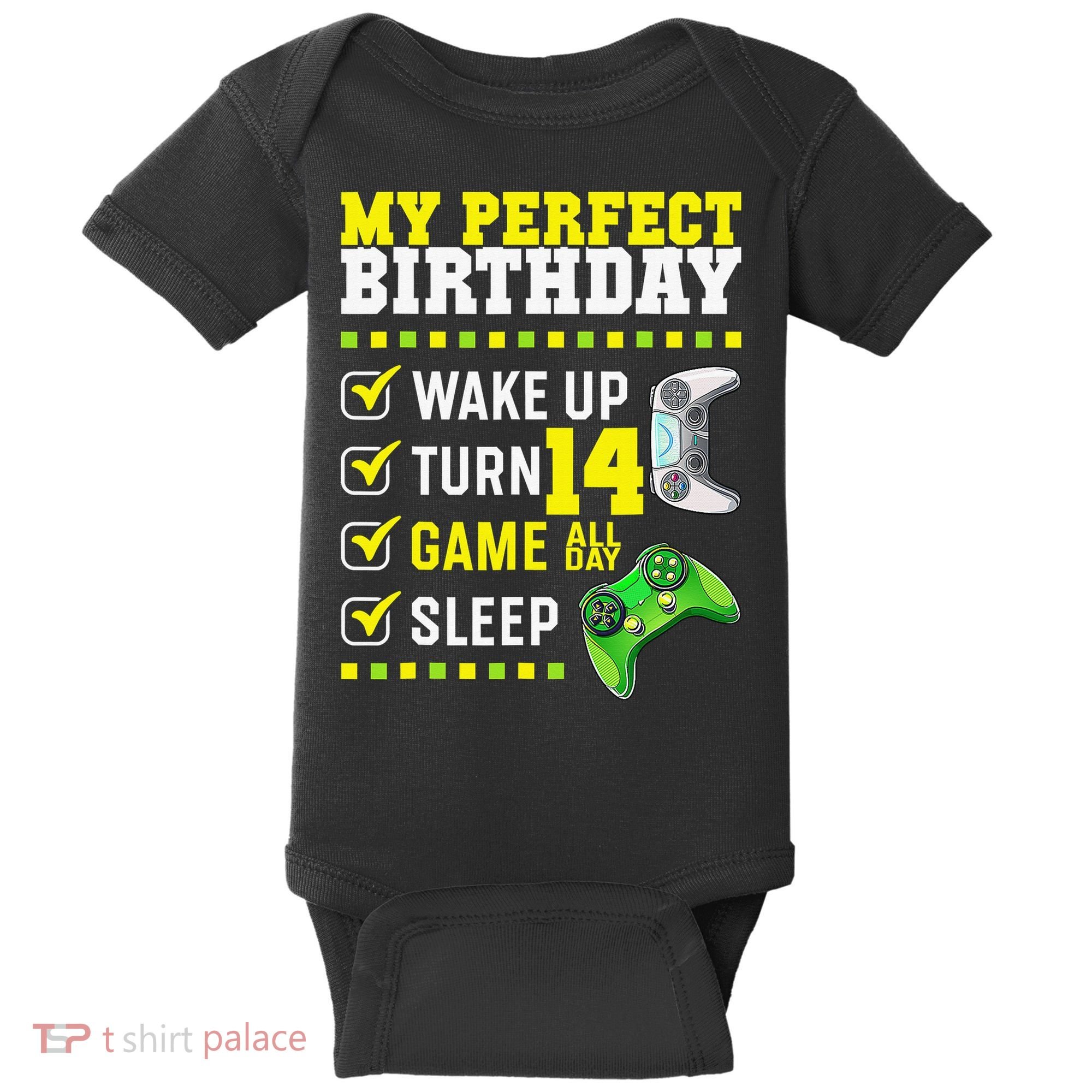 Level 14 Unlocked Boys 14th Birthday 14 Year Old Gamer Baby Bodysuit