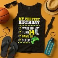 Level 14 Unlocked Boys 14th Birthday 14 Year Old Gamer Tank Top thumb 4