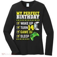 Level 14 Unlocked Boys 14th Birthday 14 Year Old Gamer Women's Long Sleeve Shirt thumb 0