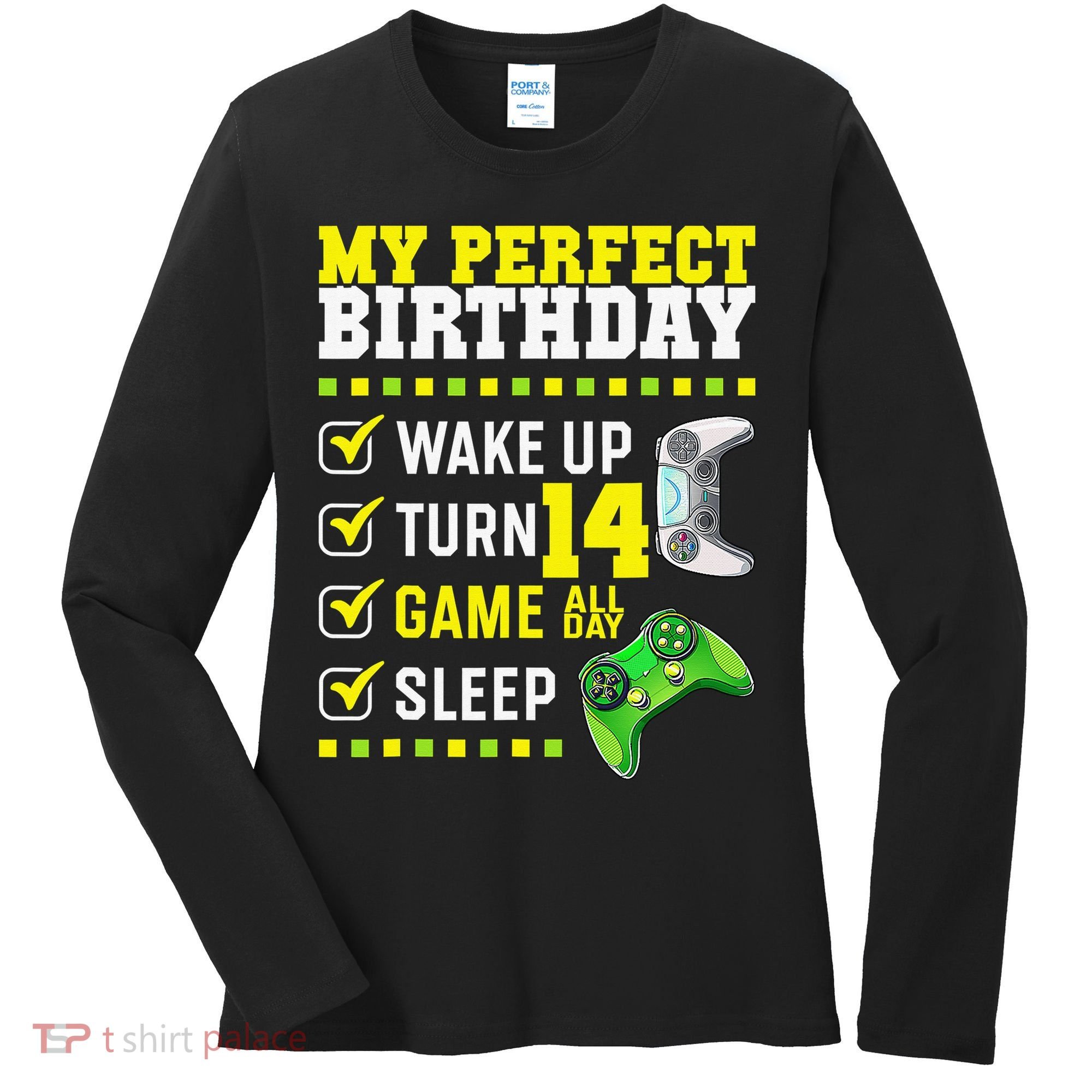 Level 14 Unlocked Boys 14th Birthday 14 Year Old Gamer Women's Long Sleeve Shirt