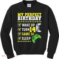 Level 14 Unlocked Boys 14th Birthday 14 Year Old Gamer Kids Sweatshirt thumb 0
