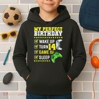 Level 14 Unlocked Boys 14th Birthday 14 Year Old Gamer Kids Hoodie thumb 2