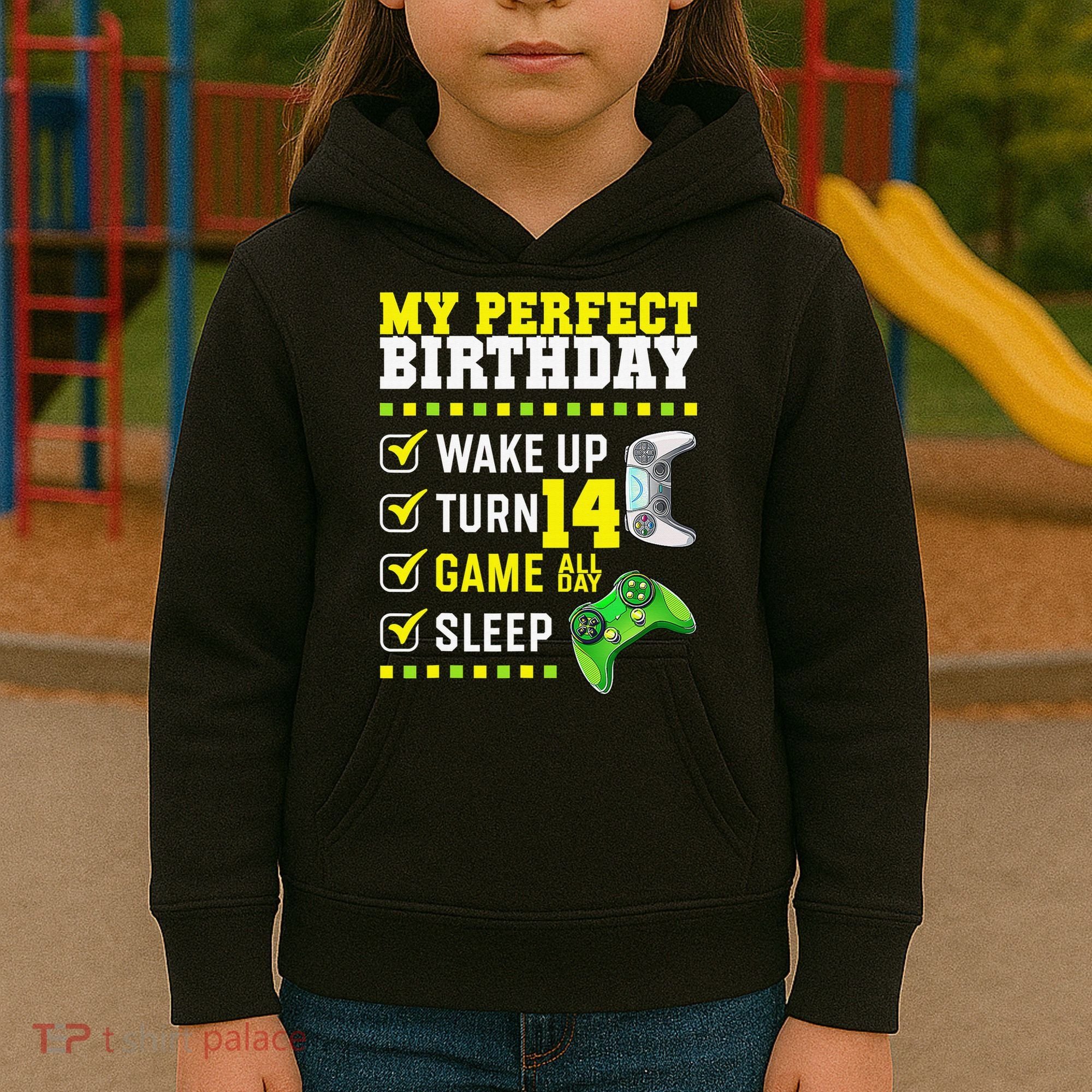 Level 14 Unlocked Boys 14th Birthday 14 Year Old Gamer Kids Hoodie
