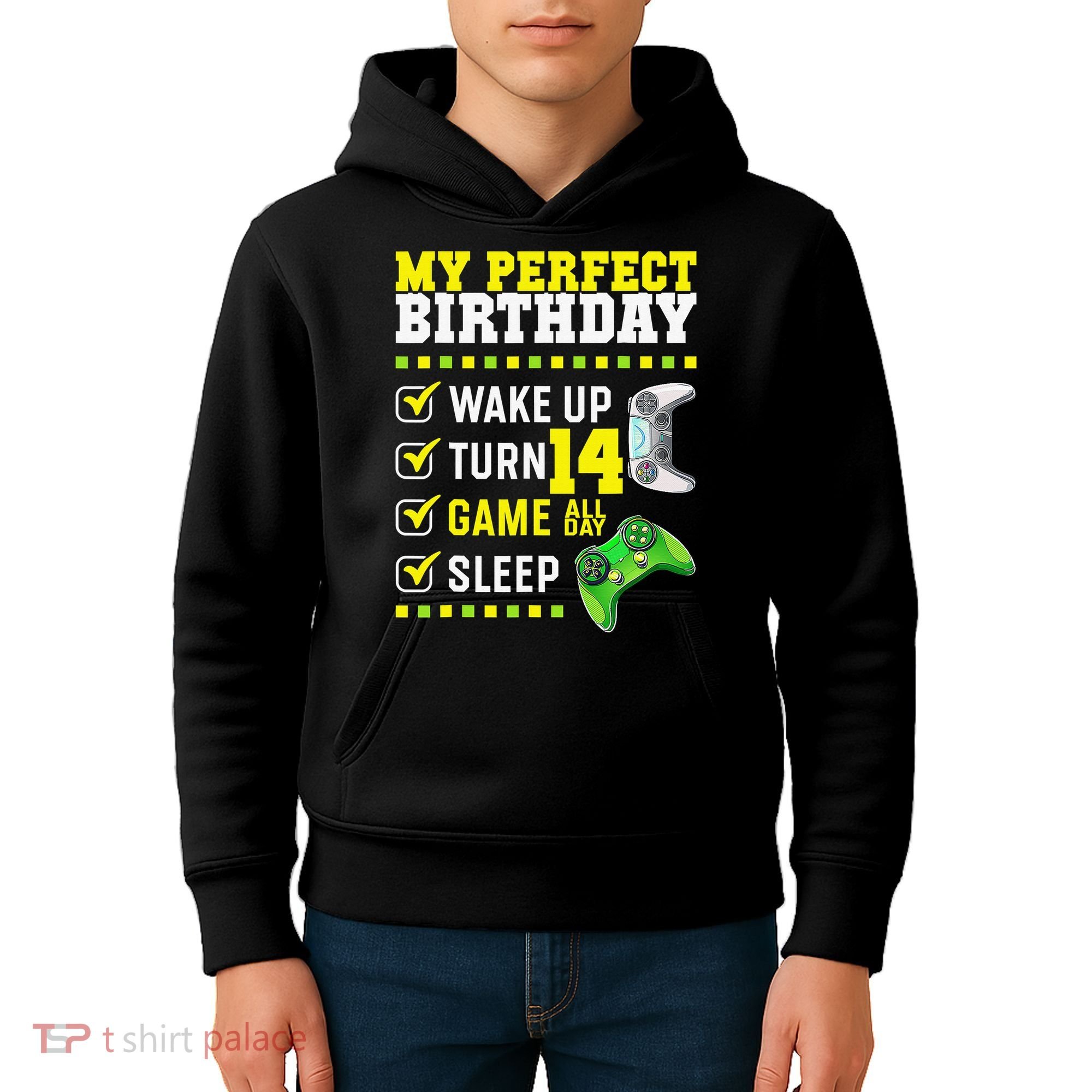 Level 14 Unlocked Boys 14th Birthday 14 Year Old Gamer Kids Hoodie