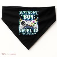 Level 10 Unlocked Video Game 10th Birthday Gamer Boys TShirt USA-Made Doggie Bandana thumb 0