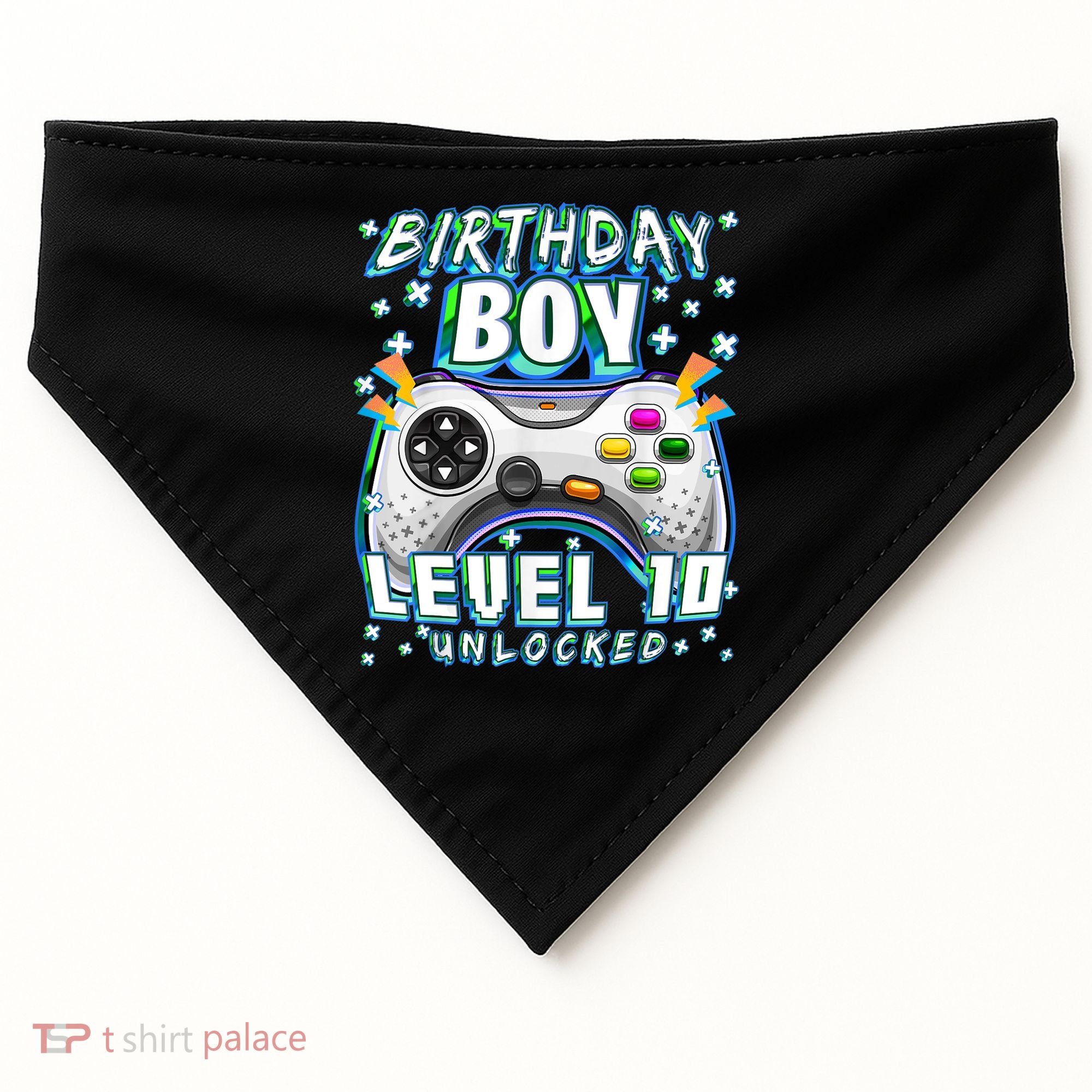 Level 10 Unlocked Video Game 10th Birthday Gamer Boys TShirt USA-Made Doggie Bandana