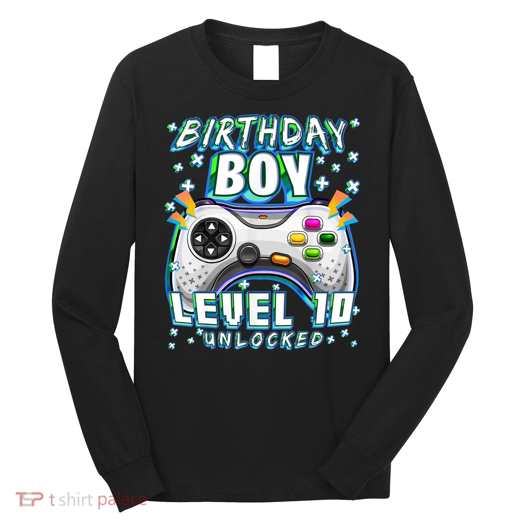 Level 10 Unlocked Video Game 10th Birthday Gamer Boys TShirt Long Sleeve Shirt
