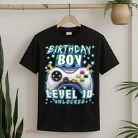 Level 10 Unlocked Video Game 10th Birthday Gamer Boys TShirt T-Shirt thumb 2