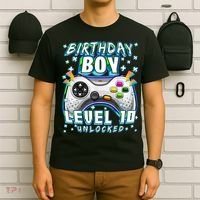 Level 10 Unlocked Video Game 10th Birthday Gamer Boys TShirt T-Shirt thumb 6