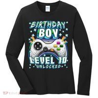 Level 10 Unlocked Video Game 10th Birthday Gamer Boys TShirt Women's Long Sleeve Shirt thumb 0