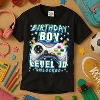 Level 10 Unlocked Video Game 10th Birthday Gamer Boys TShirt Kids T-Shirt thumb 3
